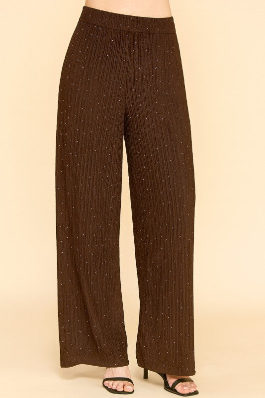 HKG07 RHINESTONE CRINKLE LOUNGEWEAR PANTS
