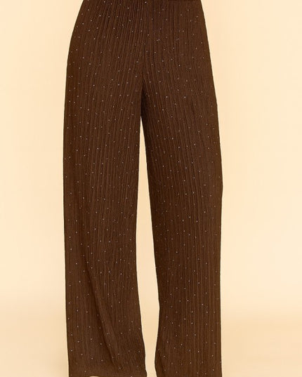 HKG07 RHINESTONE CRINKLE LOUNGEWEAR PANTS