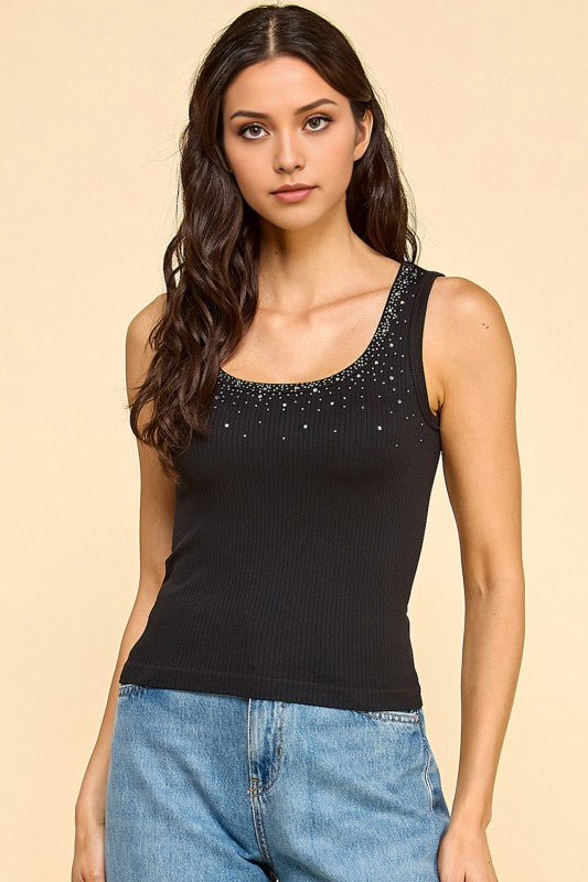 PT45 RHINESTONE TANK TOP
