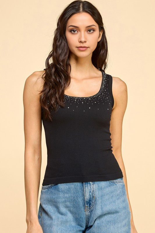 PT45 RHINESTONE TANK TOP