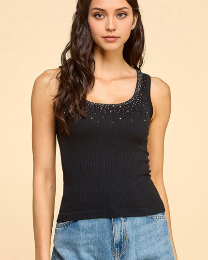 PT45 RHINESTONE TANK TOP