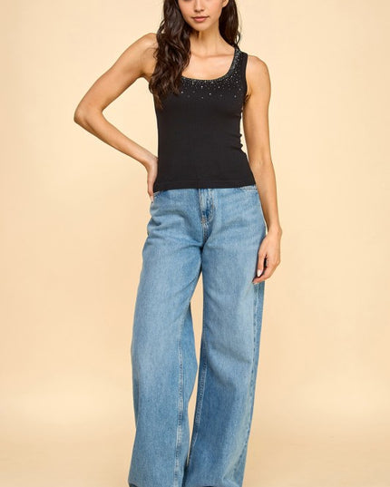 PT45 RHINESTONE TANK TOP