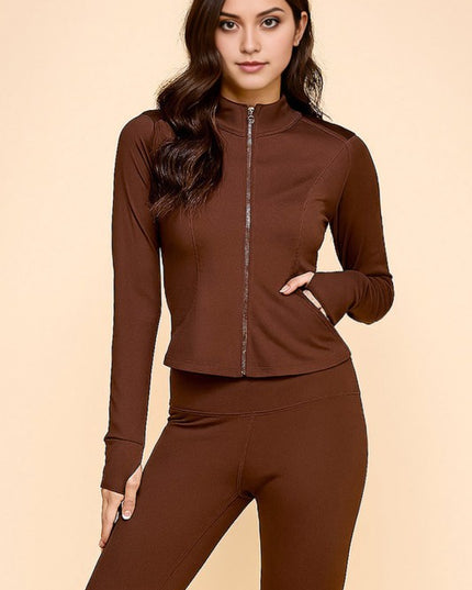 LUQM10-SET SOLID YOGA JACKET 2-PIECE SET
