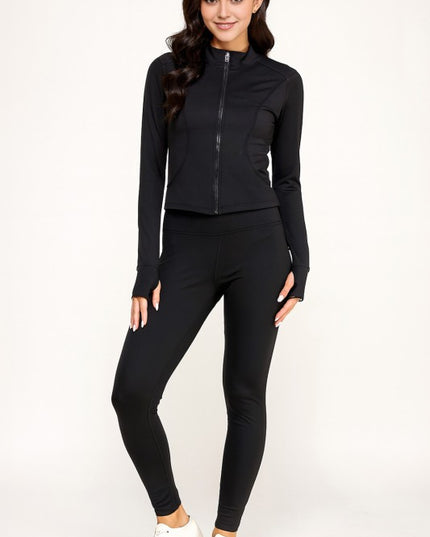 LUQM01-SET SOLID YOGA JACKET 2-PIECE SET