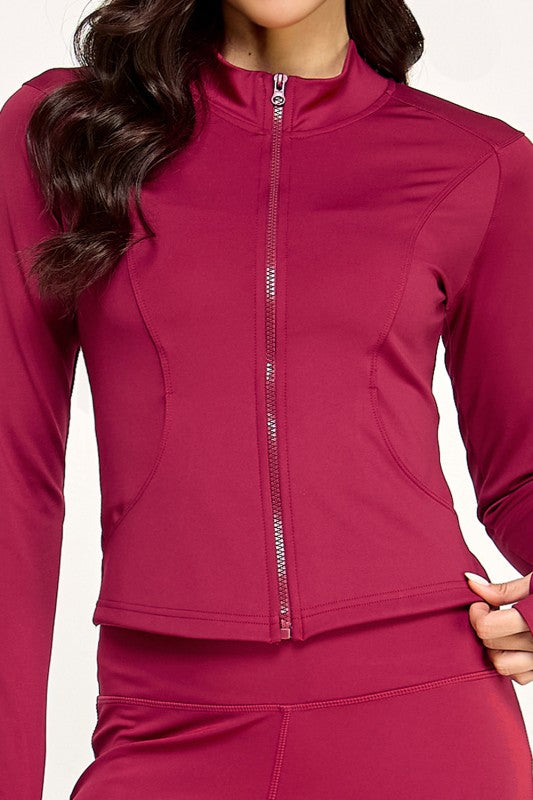LUQM01-SET SOLID YOGA JACKET 2-PIECE SET
