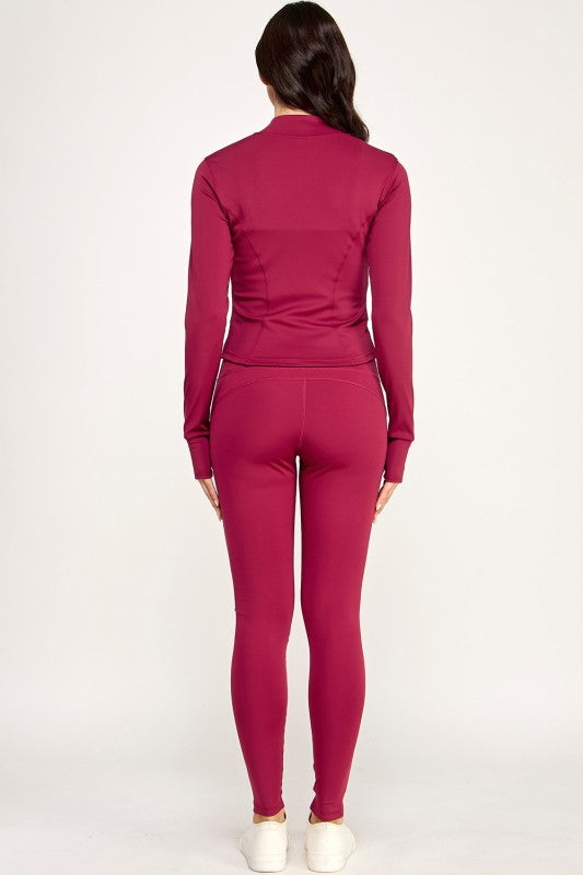 LUQM01-SET SOLID YOGA JACKET 2-PIECE SET