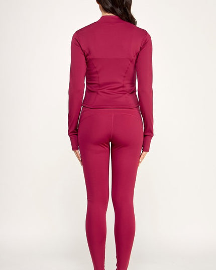 LUQM01-SET SOLID YOGA JACKET 2-PIECE SET