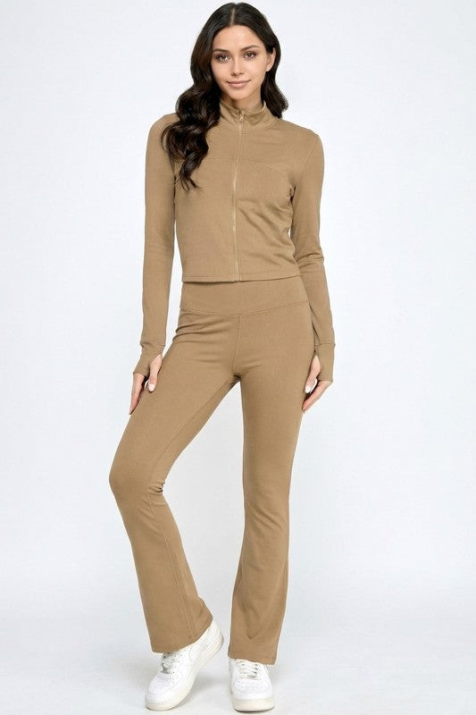 LU301-SET SOLID YOGA JACKET 2-PIECE SET