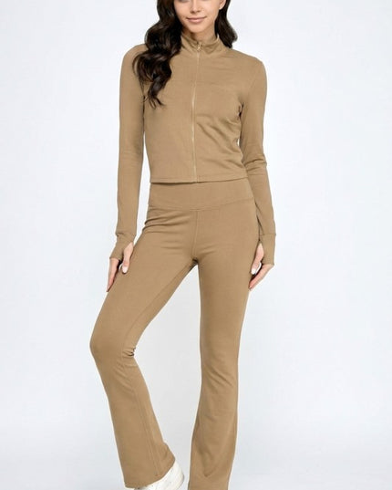 LU301-SET SOLID YOGA JACKET 2-PIECE SET