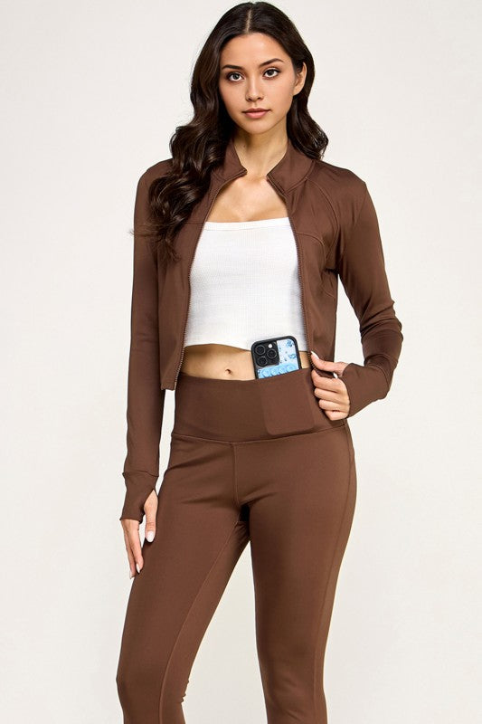 LU301-SET SOLID YOGA JACKET 2-PIECE SET