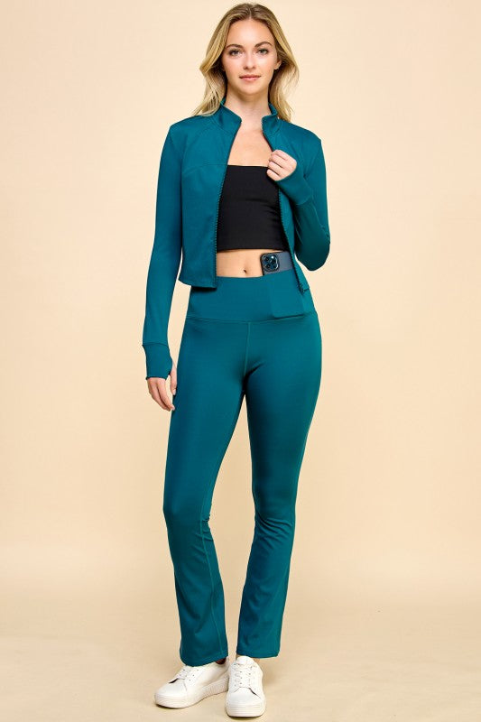 LU301-SET SOLID YOGA JACKET 2-PIECE SET