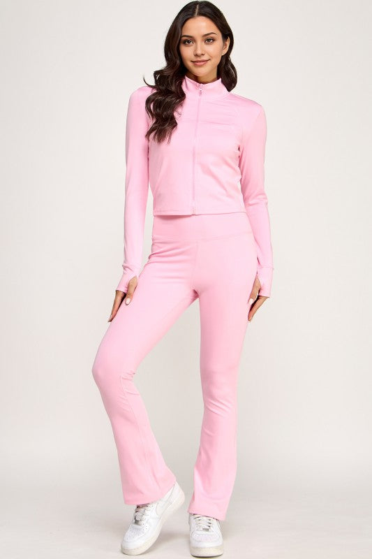LU301-SET SOLID YOGA JACKET 2-PIECE SET