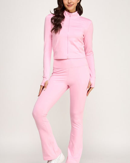 LU301-SET SOLID YOGA JACKET 2-PIECE SET