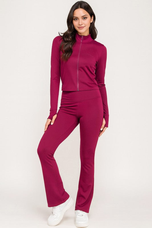 LU301-SET SOLID YOGA JACKET 2-PIECE SET