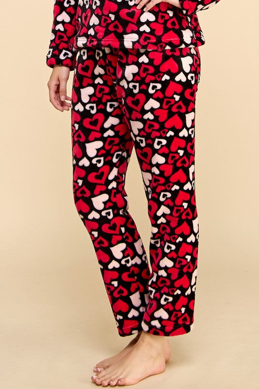 FPD S01 HEART PRINT DRAWSTRING PAJAMA PANTS