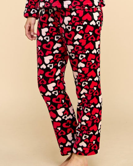 FPD S01 HEART PRINT DRAWSTRING PAJAMA PANTS