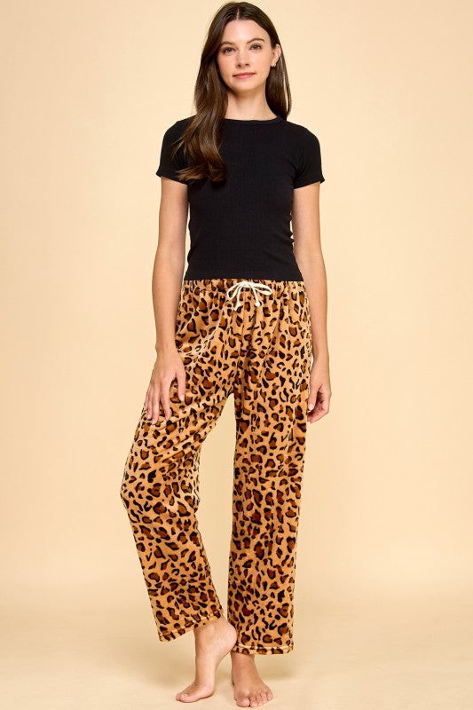 FPD S28 LEOPARD PRINT DRAWSTRING PAJAMA PANTS
