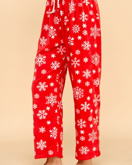 FPD S34 SNOWFLAKE PRINT DRAWSTRING PAJAMA PANTS