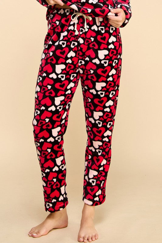 FPD S01 HEART PRINT DRAWSTRING PAJAMA PANTS