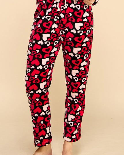 FPD S01 HEART PRINT DRAWSTRING PAJAMA PANTS