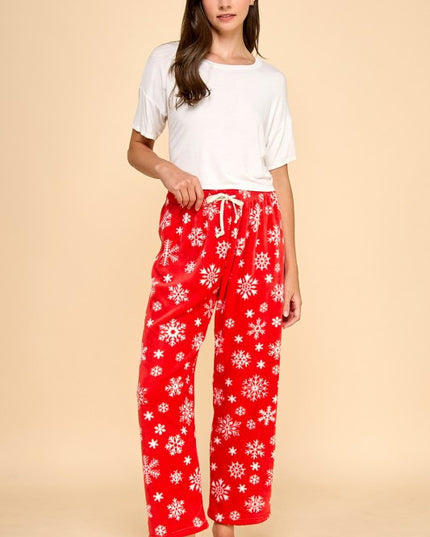 FPD S34 SNOWFLAKE PRINT DRAWSTRING PAJAMA PANTS