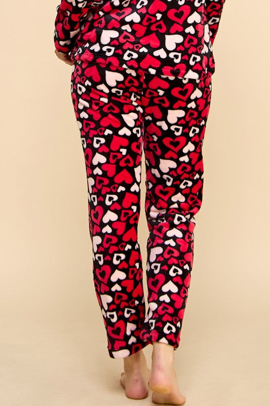FPD S01 HEART PRINT DRAWSTRING PAJAMA PANTS