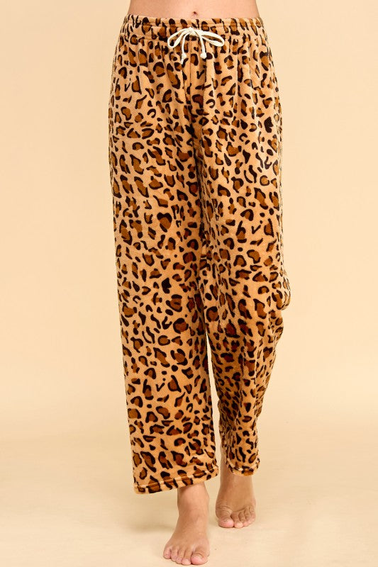 FPD S28 LEOPARD PRINT DRAWSTRING PAJAMA PANTS