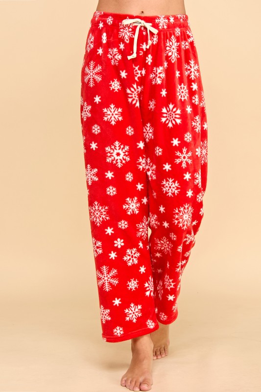 FPD S34 SNOWFLAKE PRINT DRAWSTRING PAJAMA PANTS