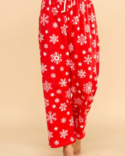 FPD S34 SNOWFLAKE PRINT DRAWSTRING PAJAMA PANTS