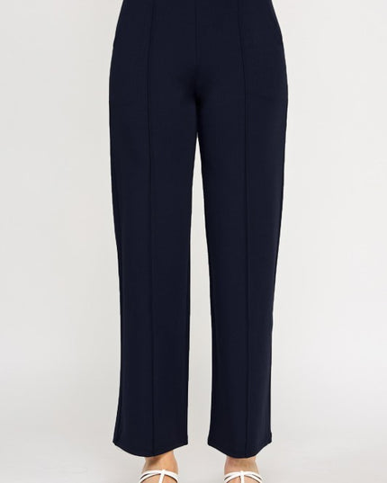 YC34 SOLID FRONT PLEATED PANTS WITH SIDE POCKETS