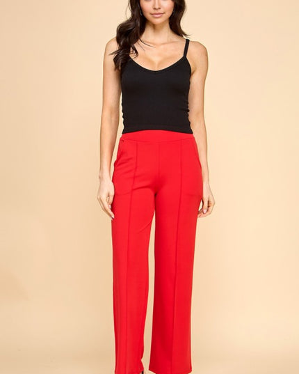 YC34 SOLID FRONT PLEATED PANTS WITH SIDE POCKETS