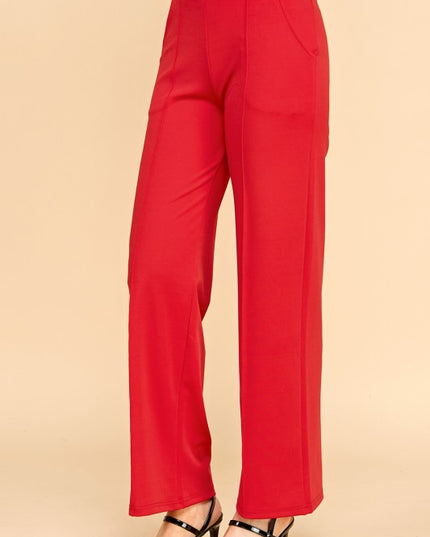YC34 SOLID FRONT PLEATED PANTS WITH SIDE POCKETS
