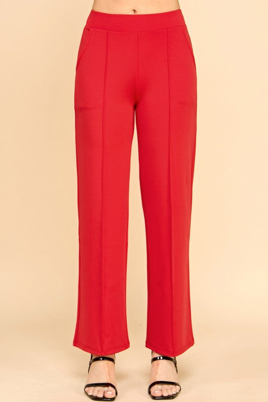 YC34 SOLID FRONT PLEATED PANTS WITH SIDE POCKETS