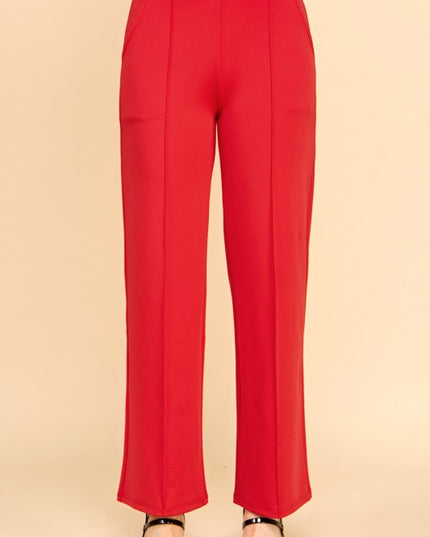 YC34 SOLID FRONT PLEATED PANTS WITH SIDE POCKETS