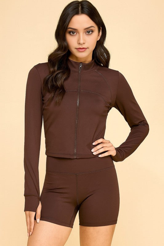 LU305 SOLID YOGA JACKET 2-PIECE SET