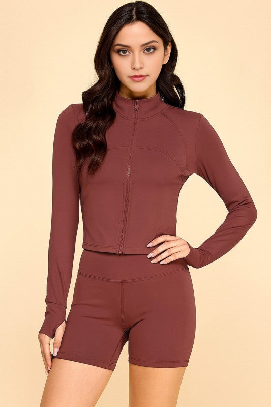 LU305 SOLID YOGA JACKET 2-PIECE SET