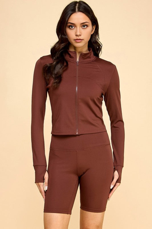 LU308 SOLID YOGA JACKET 2-PIECE SET