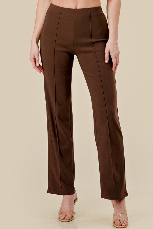 YC405X PLUS SIZE SOLID PLEATED STRAIGHT PANTS
