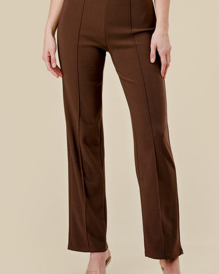 YC405X PLUS SIZE SOLID PLEATED STRAIGHT PANTS