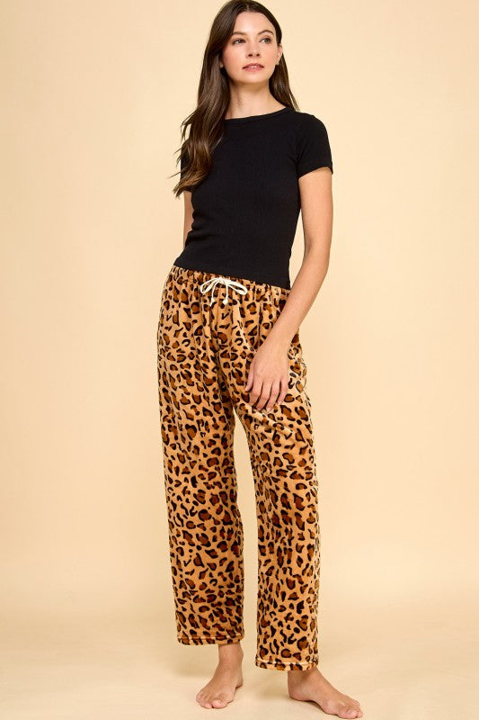 FPD S28 LEOPARD PRINT DRAWSTRING PAJAMA PANTS
