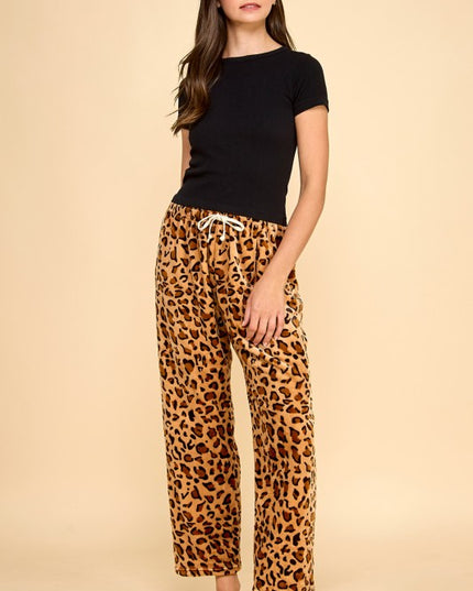 FPD S28 LEOPARD PRINT DRAWSTRING PAJAMA PANTS