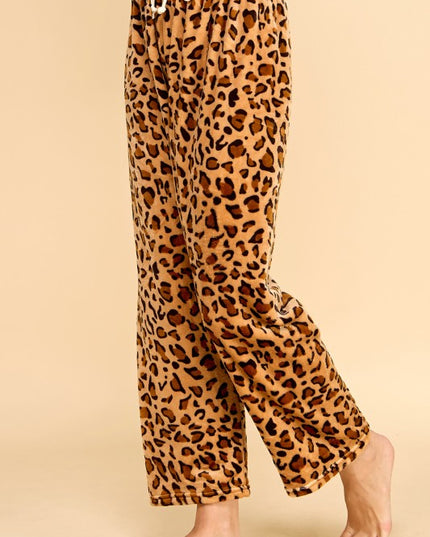 FPD S28 LEOPARD PRINT DRAWSTRING PAJAMA PANTS
