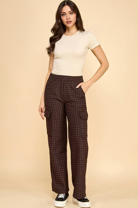 FUR25 PLAID CARGO PANTS WITH FUR