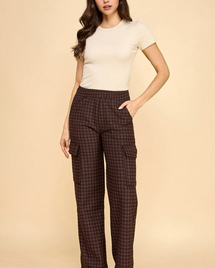 FUR25 PLAID CARGO PANTS WITH FUR