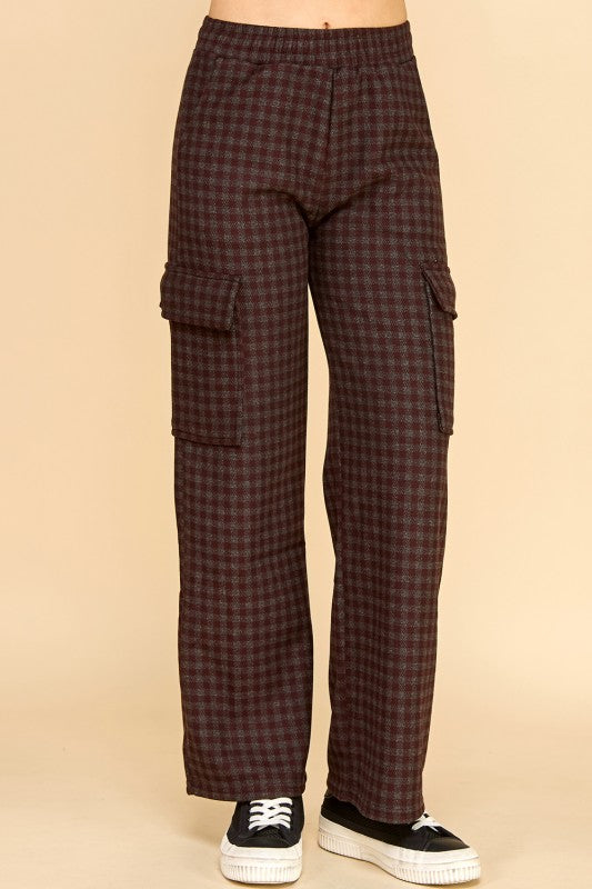 FUR25 PLAID CARGO PANTS WITH FUR