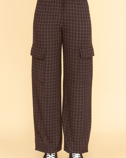 FUR25 PLAID CARGO PANTS WITH FUR
