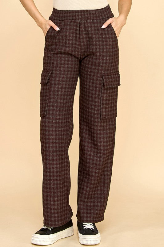 FUR25 PLAID CARGO PANTS WITH FUR