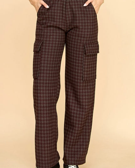 FUR25 PLAID CARGO PANTS WITH FUR