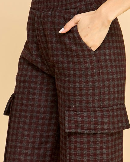 FUR25 PLAID CARGO PANTS WITH FUR