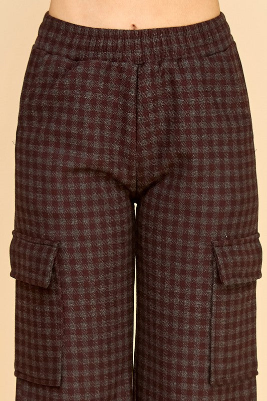 FUR25 PLAID CARGO PANTS WITH FUR